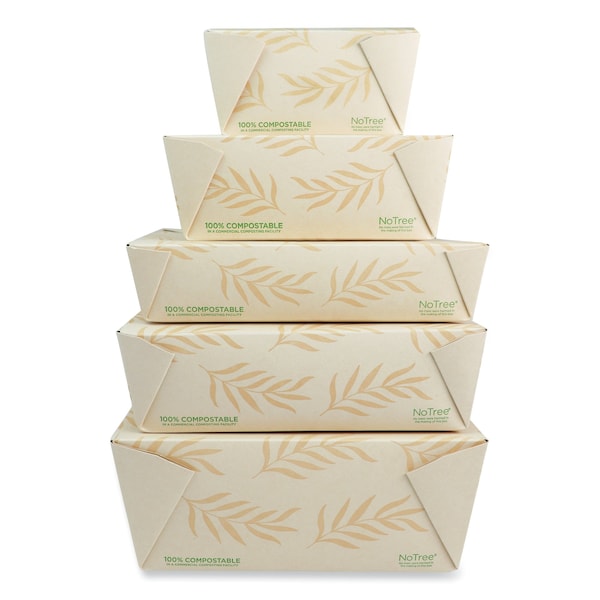 No Tree Folded Takeout Containers, 26 Oz, 4.2 X 5.2 X 2.5, Natural, Sugarcane, 450PK